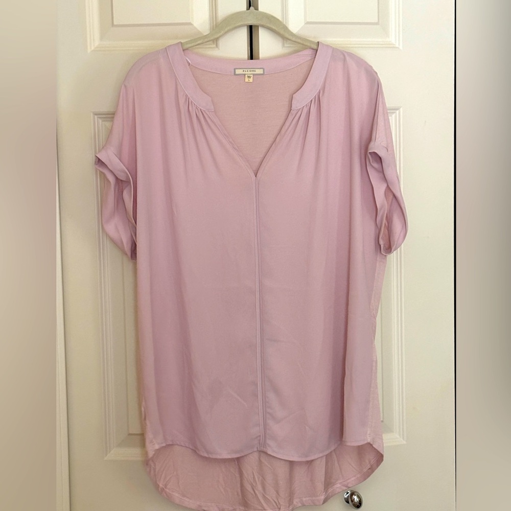 Pleione pink blouse, size L, mix media style